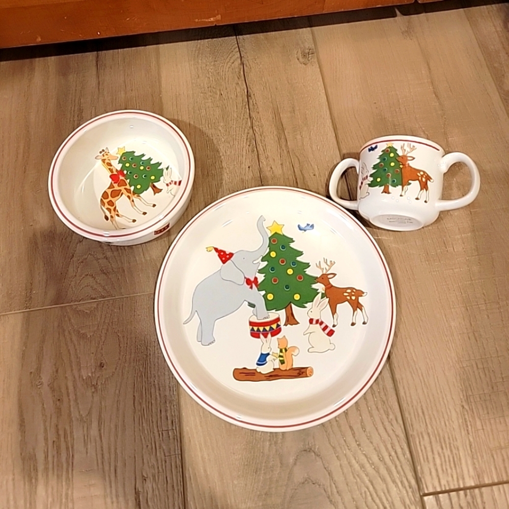 Vintage Mikasa Christmas Fun Child's Dish Set NIB